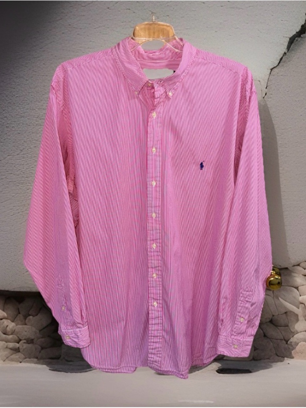 Ralph Lauren Men’s Red Striped Button-Down Dress Shirt-2XLT-EC